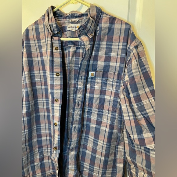 Carhartt Men’s Plaid Button Up Shirt Relaxed Fit Size Large - Picture 12 of 15